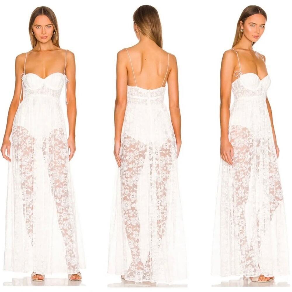 For Love and Lemons Lorena Lace Maxi Dress SZ L $259